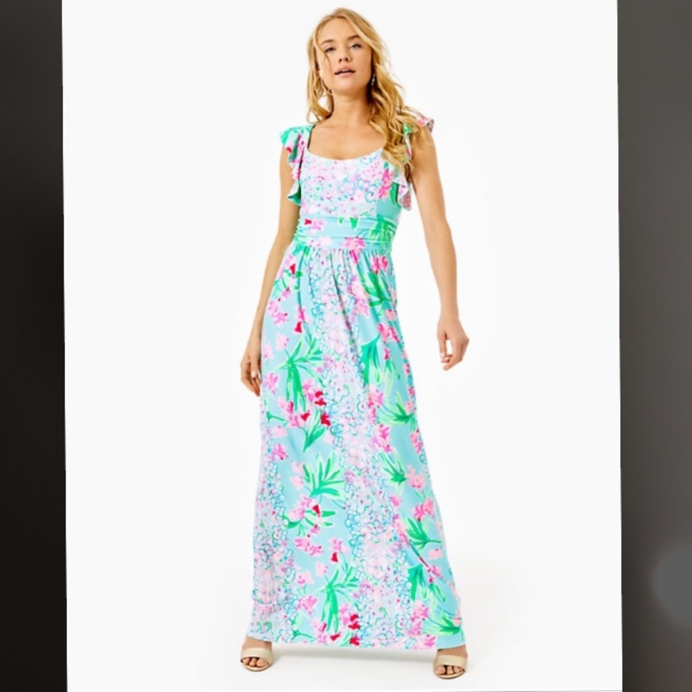 BNWT Lilly Pulitzer Cristal Maxi Aqua Al Fresco M